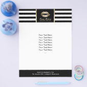 メイクアップアーティスト金ゴールドリップモダンストライプサロン チラシ (シングル)