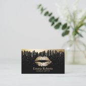 メイクアップアーティスト金ゴールドリップモダン金ゴールドブラック&金ゴールド 名刺 (スタンド正面)