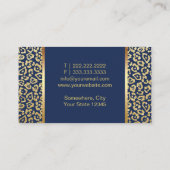 メイクアップアーティスト金ゴールドリップラグジュアリーレオパードネイビーブルー 名刺 (裏面)