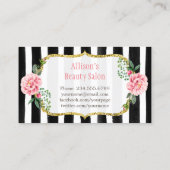 メイクアップアーティスト金ゴールドリップロマンチックストライプのフローラ 名刺 (裏面)