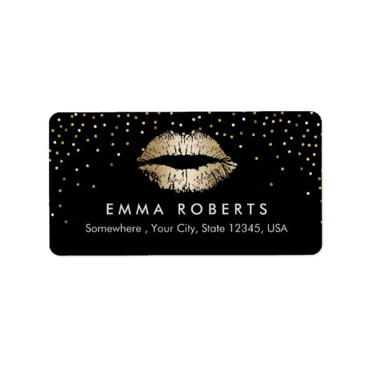 メイクアップアーティスト金ゴールドリップ紙吹雪美しいサロン ラベル (正面)