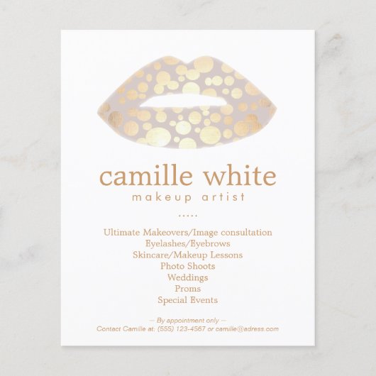 メイクアップアーティスト金ゴールドリップ美しいサロン チラシ (正面)