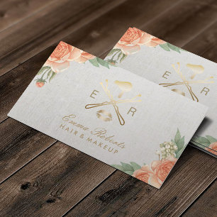 メイクアップアーティスト金ゴールドリップ&ドライヤーサロンアポイントメント 予約カード