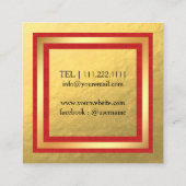 メイクアップアーティスト金ゴールドレッドリップ赤面 スクエア名刺 (裏面)