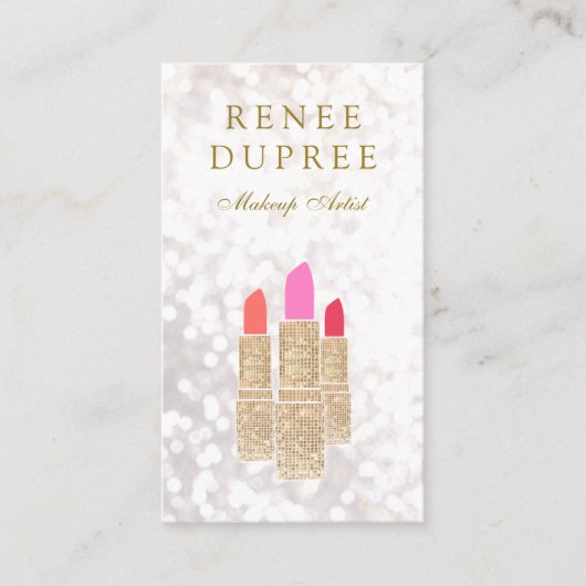 メイクアップアーティスト金ゴールド口紅《写真》ぼけ味美しい 名刺 (正面)