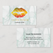 メイクアップアーティスト金ゴールド唇サロン美容大理石 名刺 (正面/裏面)