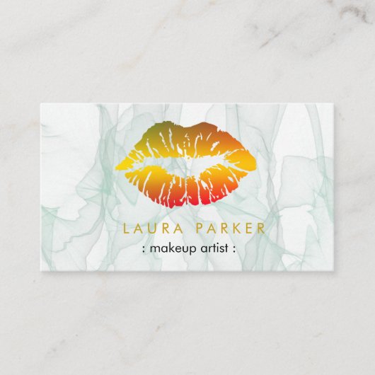 メイクアップアーティスト金ゴールド唇サロン美容大理石 名刺 (正面)
