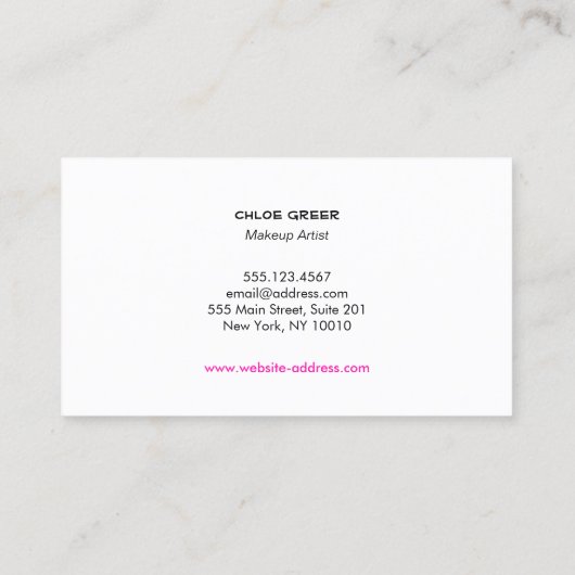 メイクアップアーティスト金ゴールド殺すピンクリップキス 名刺 (裏面)