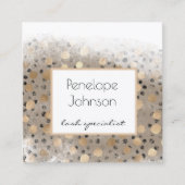 メイクアップアーティスト金ゴールド水玉模様Glam スクエア名刺 (正面)