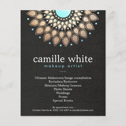 メイクアップアーティスト金ゴールド華美Motifブラックメニューリスト チラシ (正面)