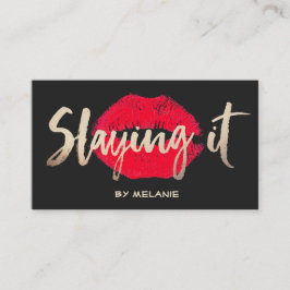 メイクアップアーティスト金ゴールド赤口黒 名刺