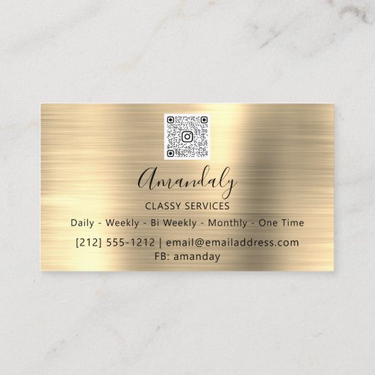 メイクアップアーティスト金ゴールドQRコードロゴブラシ大理石Bu 名刺 (裏面)