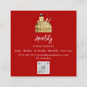 メイクアップアーティスト金ゴールドQRCodeロゴEyeshadow Red スクエア名刺 (裏面)