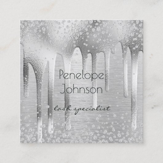 メイクアップアーティスト銀箔とダイヤモンド釉薬 スクエア名刺 (正面)