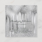 メイクアップアーティスト銀箔とダイヤモンド釉薬 スクエア名刺 (裏面)