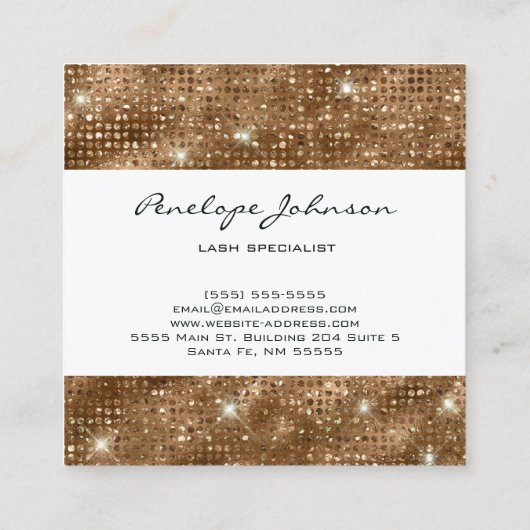 メイクアップアーティスト青銅スパークルグラム スクエア名刺 (裏面)