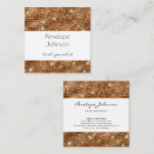 メイクアップアーティスト青銅スパークルグラム スクエア名刺 (正面/裏面)