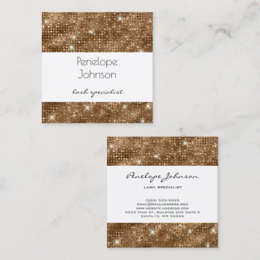 メイクアップアーティスト青銅スパークルグラム スクエア名刺 (正面/裏面)