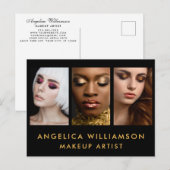 メイクアップアーティスト3フォトビジネス金ゴールド ポストカード (正面/裏面)