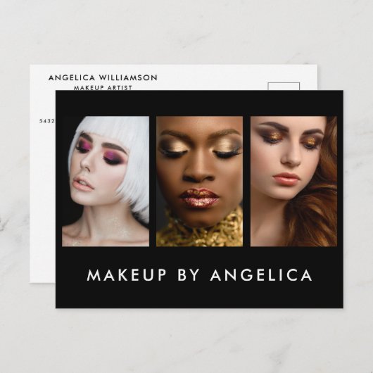 メイクアップアーティスト3フォトビジネス ポストカード (正面/裏面)