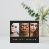 メイクアップアーティスト3フォト金ゴールド事業 ポストカード (スタンド正面)