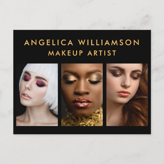 メイクアップアーティスト3フォト金ゴールド事業 ポストカード (正面)
