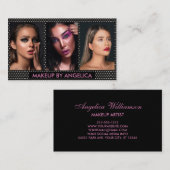 メイクアップアーティスト3フォト金ゴールド名刺 名刺 (正面/裏面)