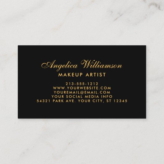 メイクアップアーティスト3フォト金ゴールド 名刺 (裏面)