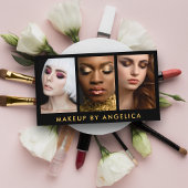 メイクアップアーティスト3フォト金ゴールド 名刺