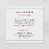 メイクアップアーティスト3D明るい赤紫色の唇モダングレー美しい スクエア名刺 (裏面)