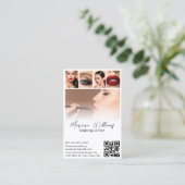 メイクアップアーティスト5枚の写真コラージュqrコードトレンディー 名刺 (スタンド正面)