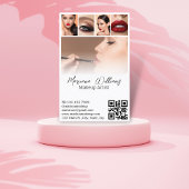 メイクアップアーティスト5枚の写真コラージュqrコードトレンディー 名刺