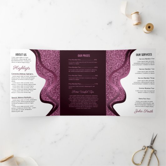 メイクアップアーティスト | まばたきサロン | ヘアスタイリストサロン 三つ折りカード (内部)