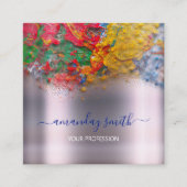 メイクアップアーティスト・インフルエンサーのブロガー抽象芸術ストローク スクエア名刺 (正面)