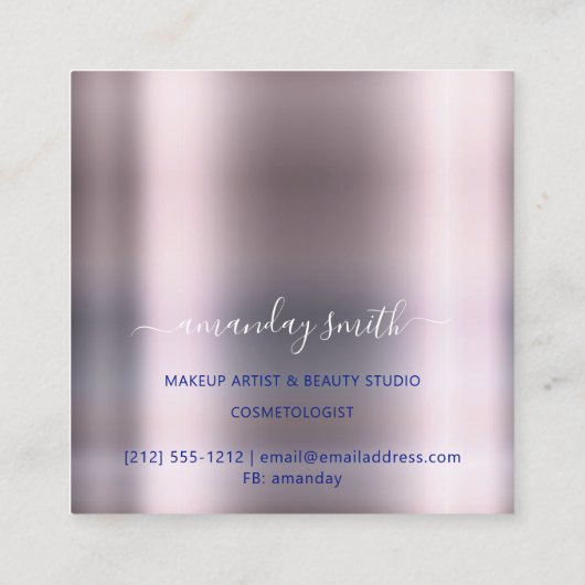 メイクアップアーティスト・インフルエンサーのブロガー抽象芸術ストローク スクエア名刺 (裏面)