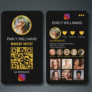 メイクアップアーティスト・インフルエンサー写真ソーシャルメディアQRCode 名刺
