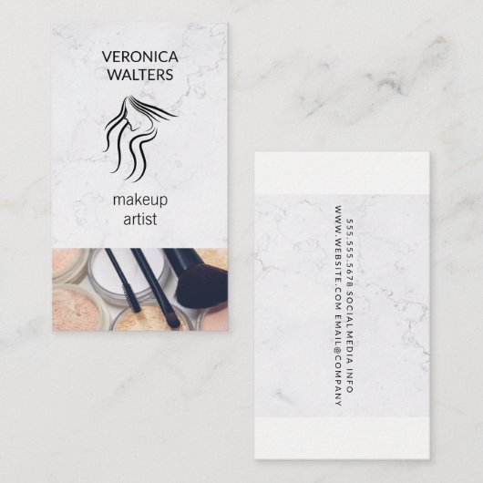 メイクアップアーティスト | ウォメンズ美しい | メイクアップキット 名刺 (正面/裏面)