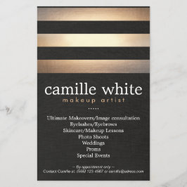 メイクアップアーティスト ゴールドストライプ おしゃれなビューティーサロン チラシ