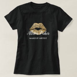 メイクアップアーティスト ゴールドロゴ キス 名前 Tシャツ