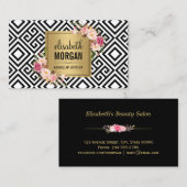 メイクアップアーティスト ゴールド アブストラクト パターン 花柄 デコレーション 名刺 (正面/裏面)