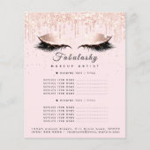 メイクアップアーティスト サロン グリッター フライヤー ピンク 価格表 (正面)