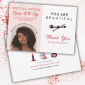 メイクアップアーティスト・スペシャルオファーのビジネス感謝 サンキューカード
