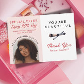 メイクアップアーティスト・スペシャルオファーのビジネス感謝 サンキューカード