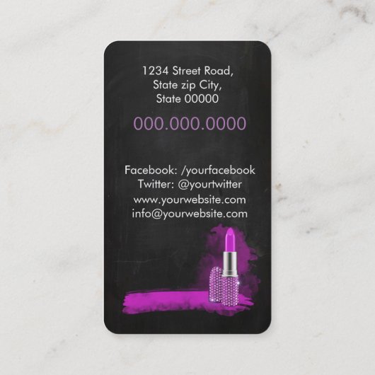 メイクアップアーティスト/ダイヤモンド輝く口紅 名刺 (裏面)