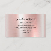 メイクアップアーティスト，ピンクメタリックバラ金ゴールドグリッター 名刺 (裏面)