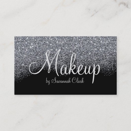 メイクアップアーティスト/ブラックグリッター名刺 名刺 (正面)