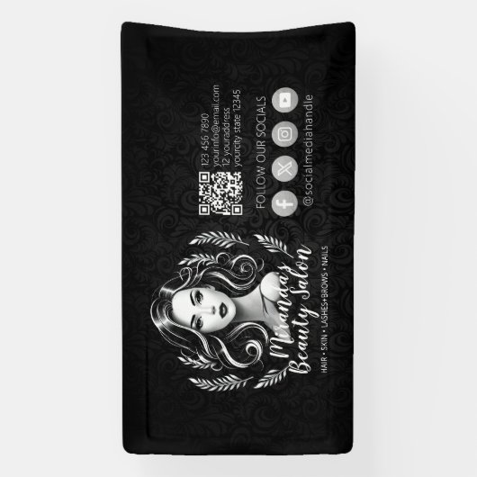 メイクアップアーティスト ヘアスタイリスト ビューティーサロン まつげ 眉毛 横断幕 (縦)