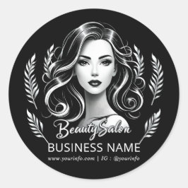 メイクアップアーティスト ヘアスタイリスト モダン ブラック ホワイト ゴールド ラウンドシール