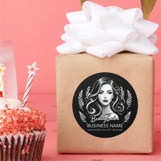 メイクアップアーティスト ヘアスタイリスト モダン ブラック ホワイト ゴールド ラウンドシール (パーティー)