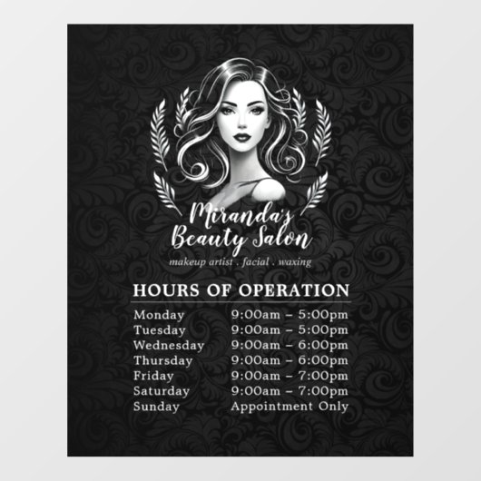 メイクアップアーティスト ヘアスタイリスト 現代の営業時間 ウィンドウサイン (シート)